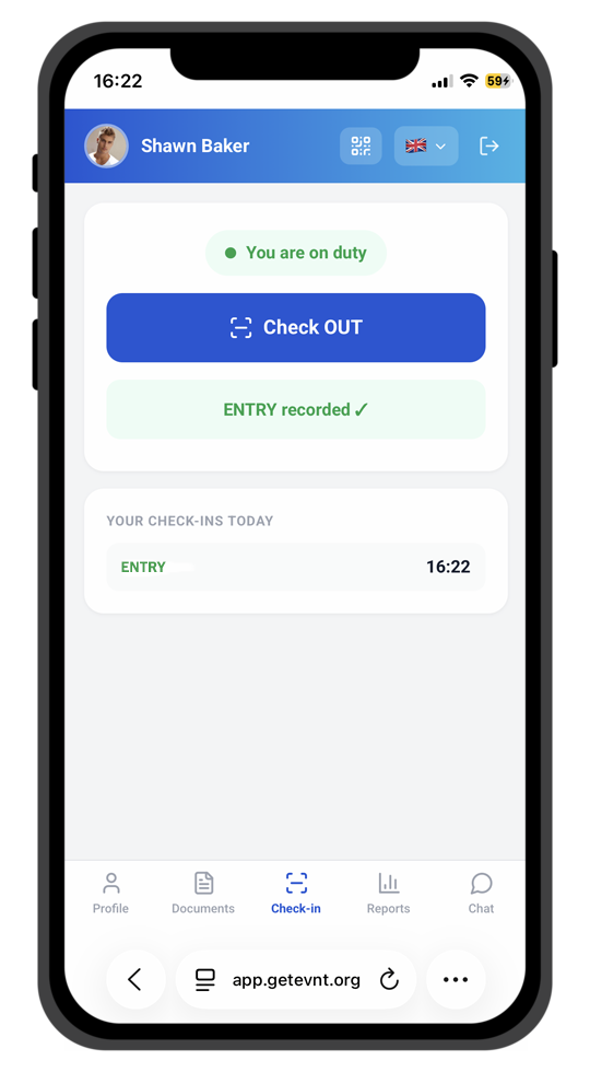 Worker portal: QR check-in