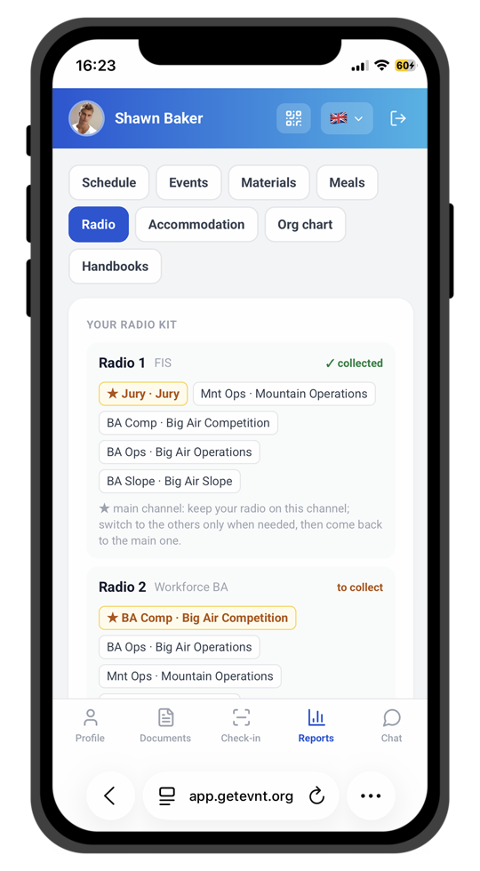 Worker portal: radio channels