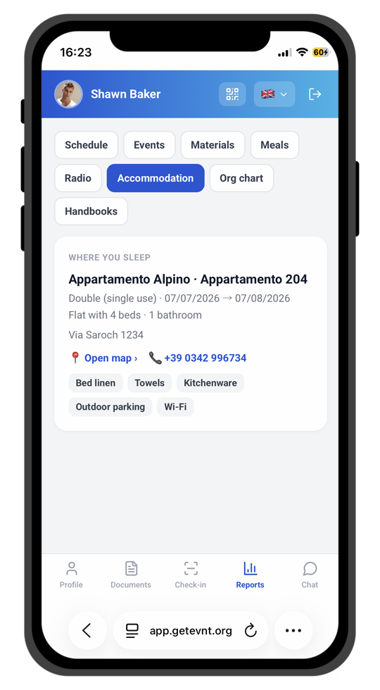 Worker portal: accommodation